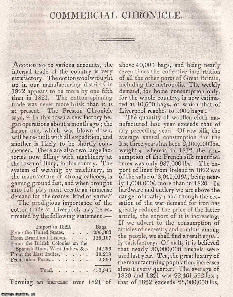 Item #368863 Cotton & Wool; Gun Trade; Linen Trade; Mexican Mines; Bank Shares; Streets of...