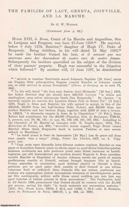 The Families of Lacy, Geneva, Joinville, and La Marche.