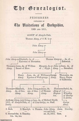 Item #368887 Pedigrees contained in The Visitations of Derbyshire, 1569 and 1611. The Genealogist