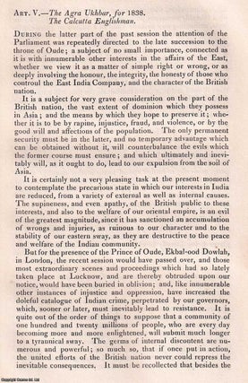 Item #368892 English Usurpation of Oude, and Proceedings in India. A review by B.E. Pote for the...