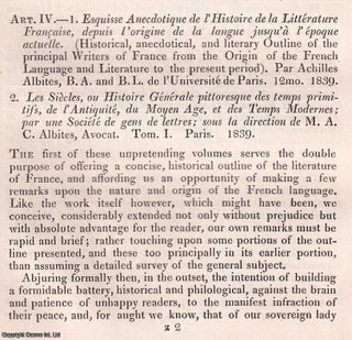 Item #368901 Origin of the French Language and Literature, by Achilles Albites. An unattributed...