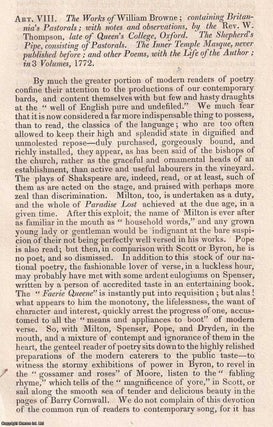 Item #368913 The Works of William Browne; containing Britannia's Pastorals, 1772. An unattributed...