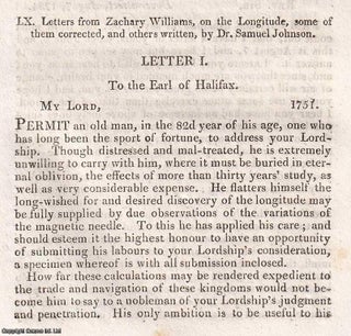 On the Longitude. Letters from Zachary Williams, some of them. LONGITUDE: SAMUEL JOHNSON.