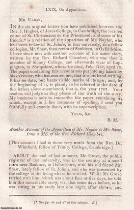 Item #368925 The Apparition of Mr Naylor (died 5 years earlier) to Mr Shaw from Rev. Richard...