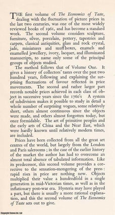 The Economics of Taste. Volume 2 : The rise and fall of objets d'art prices since 1750. By Gerald Reitlinger.