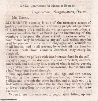 Item #369035 Contrivance for Muscular Exercise, by Theophilus Lobb, 1759. An original article...