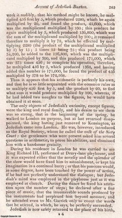 Item #369047 Derbyshire mental calculator, 1754 : Jedediah Buxton. An original article from...