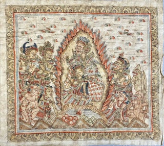 Kamasan School Original Balinese Art. Mythical Creatures : Hand Painted on cloth, 39 x 44 cms image area.