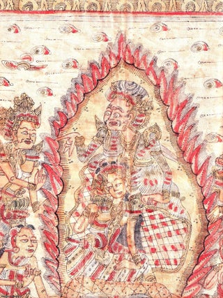 Kamasan School Original Balinese Art. Mythical Creatures : Hand Painted on cloth, 39 x 44 cms image area.