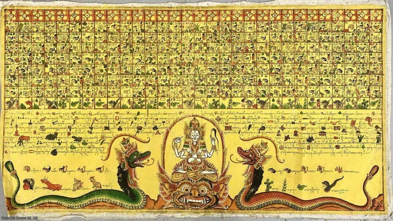 Item #369104 Original Kamasan Balinese Art, Mystical Calendar : Hand Painted on cloth, 41 x 82...