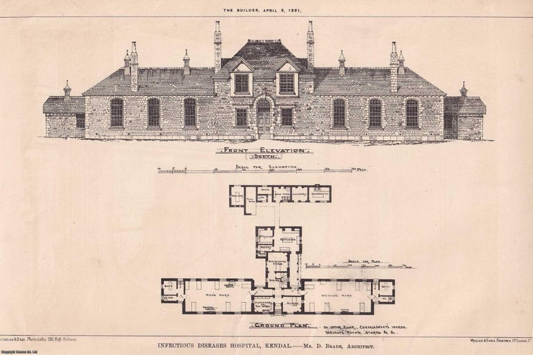 Item #369126 1881 : Kendal Infectious Diseases Hospital. D. Brade, Architect. An original page...