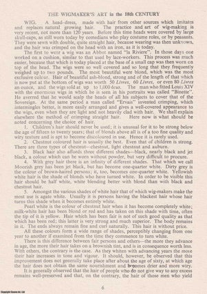 1776 : The Wigmaker's Art in the 18th Century. A Translation of the section on Wigmaking in the 3rd Edition of the Encyclopedie, of Denis Diderot & Jean D'Alembert. Edited by J. Stevens Cox, F.S.A.