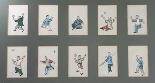 Children at Play. A group of 10 original 19th century. CHINESE PITH PAINTINGS.