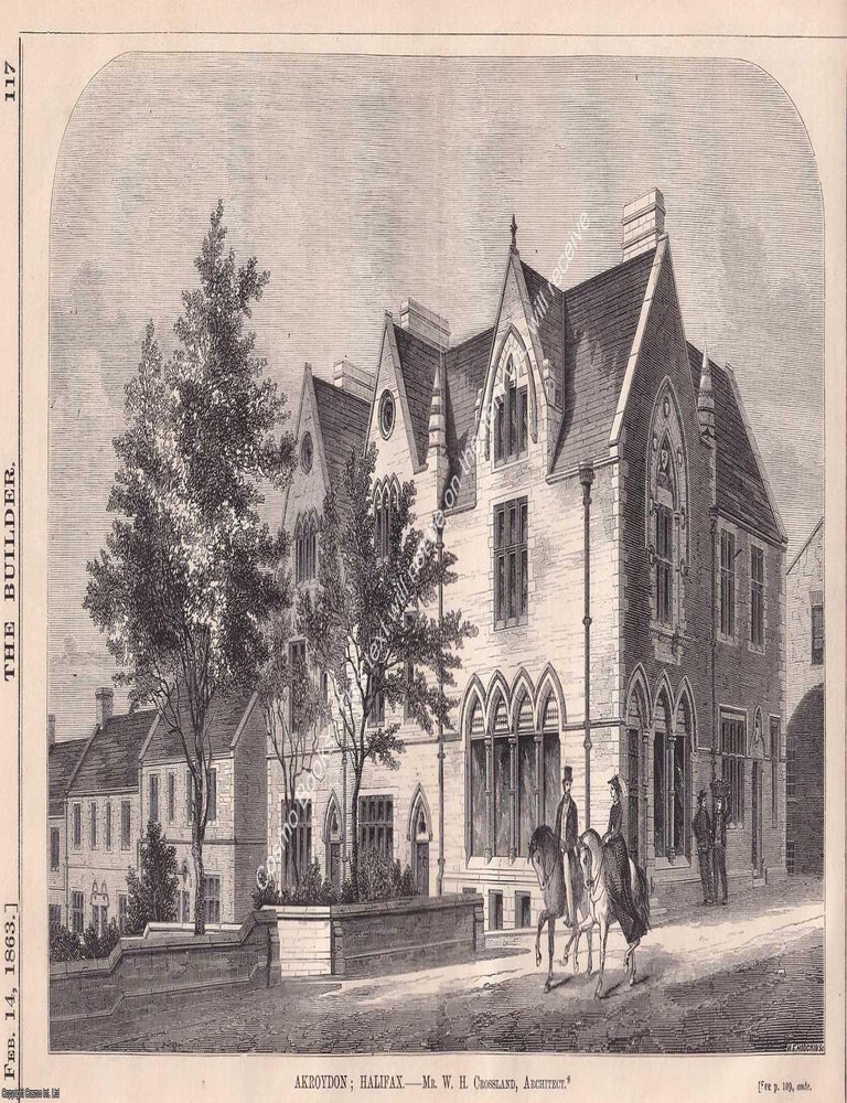 Item #369338 1863 : Akroydon, Halifax. W.H. Crossland, Architect. An original page from The...
