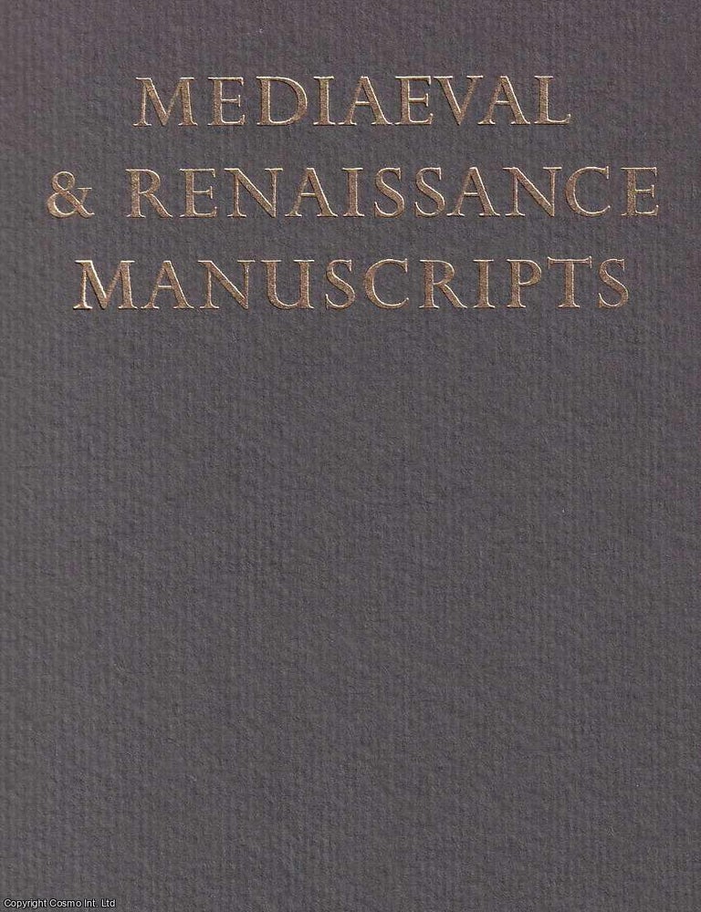Item #369358 Medieval & Renaissance Manuscripts. Major Acquisitions of The Pierpont Morgan Library, 1924-1974. PIERPONT MORGAN LIBRARY.