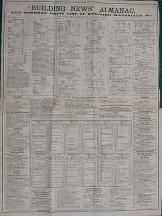 1858 : The Building News Almanac, and General Price List of Building Materials, &c. A Rare Original Supplement Sheet from The Builder : An Illustrated Weekly Magazine, for the Architect, Engineer, Archaeologist, Constructor, & Art-Lover.
