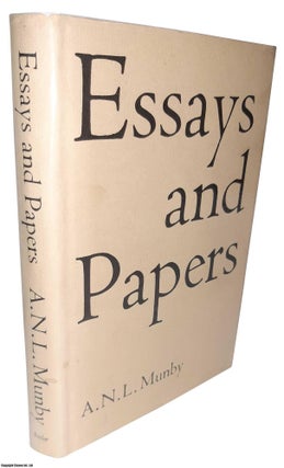 Item #369588 Essays and Papers, by A.N.L. Munby. Edited, with an Introduction by Nicolas Barker....