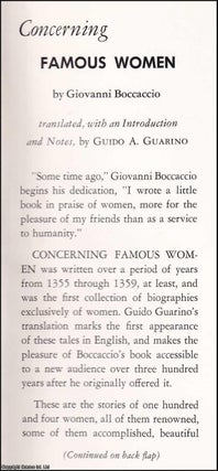 Concerning Famous Women : Boccaccio : De Claris Mulieribus. Translated, with an Introduction & Notes by Guido A. Guarino.