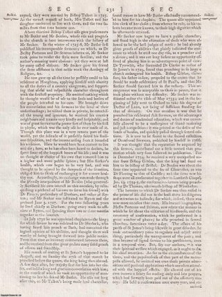 Thomas Secker (1693-1768), Archbishop of Canterbury. A rare original article from the. BIOGRAPHY OF ARCHBISHOP THOMAS SECKER.