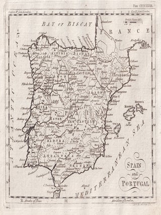 Spain and Portugal, with map and accompanying text. A rare original article from the Encyclopaedia Britannica, 1797.