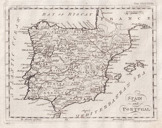 Spain and Portugal, with map and accompanying text. A rare original article from the Encyclopaedia Britannica, 1797.