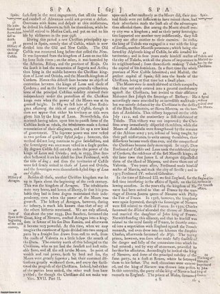 Spain and Portugal, with map and accompanying text. A rare original article from the Encyclopaedia Britannica, 1797.