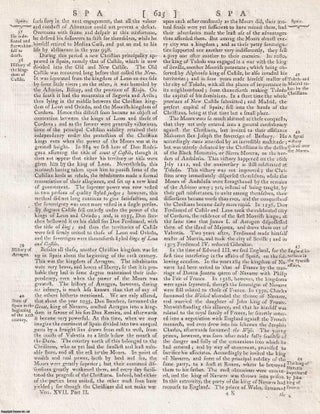 Spain and Portugal, with map and accompanying text. A rare original article from the Encyclopaedia Britannica, 1797.