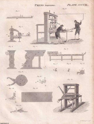 Item #369754 1823 : Printing and the Printing Press to 1790. 1 Engraved Plate and Accompanying...