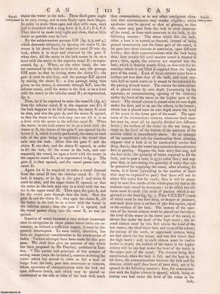 1823 : Canals. One plate, with Accompanying Text. 7 pages, 1 plate. An article printed in 1823, written by Charles Maclaren (editor).