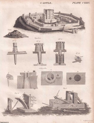 Item #369769 1823 : Castles. One plate, with Accompanying Text. A rare original article from the...