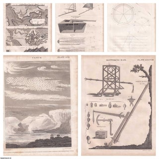 1823 Prints : Battering Ram; Cloud; Temperament of Music; Scythes; Levelling . 5 Engraved Prints from the Encyclopaedia Britannica, 1823. See pictures for details.