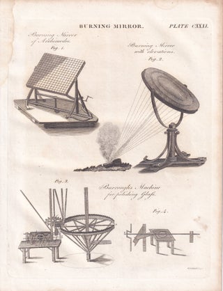 1823 Prints : Burning Mirror; Vegetable Physiology; Galvanism; Zoophytes; Levelling .5 Engraved Prints from the Encyclopaedia Britannica, 1823. See pictures for details.