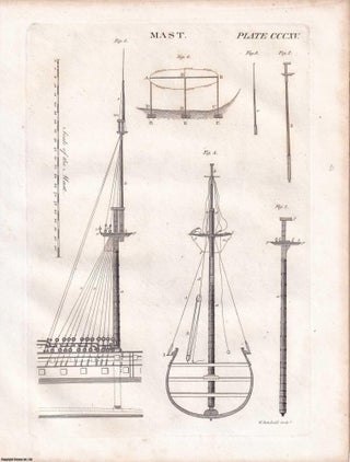 1823 Prints : Apparatus for Inflating the Lungs; Mast; Drawing; Anatomy of Plants; Breakwater .5 Engraved Prints from the Encyclopaedia Britannica, 1823. See pictures for details.