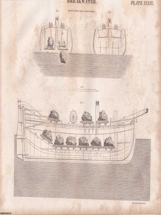 1823 Prints : Apparatus for Inflating the Lungs; Mast; Drawing; Anatomy of Plants; Breakwater .5 Engraved Prints from the Encyclopaedia Britannica, 1823. See pictures for details.