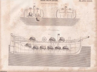 1823 Prints : Apparatus for Inflating the Lungs; Mast; Drawing; Anatomy of Plants; Breakwater .5 Engraved Prints from the Encyclopaedia Britannica, 1823. See pictures for details.