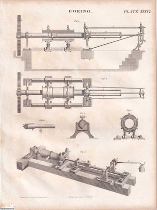 1823 Prints : Drawing; Boring; Zoophytes; Deck; Plants .5 Engraved Prints from the Encyclopaedia Britannica, 1823. See pictures for details.