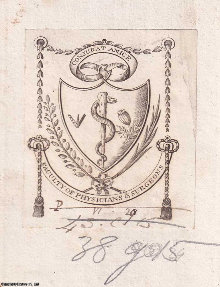 Item #370109 Heraldic Crest Bookplate. Faculty of Physicians & Surgeons [of Glasgow]....
