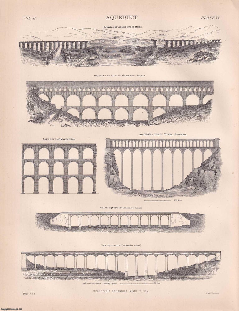 Item #370131 1875 : Aqueducts. 2 plates & Accompanying Text. An original article from the...