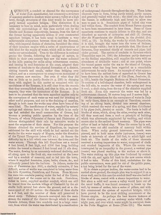 1875 : Aqueducts. 2 plates & Accompanying Text. An original article from the Encyclopaedia Britannica, 1875.