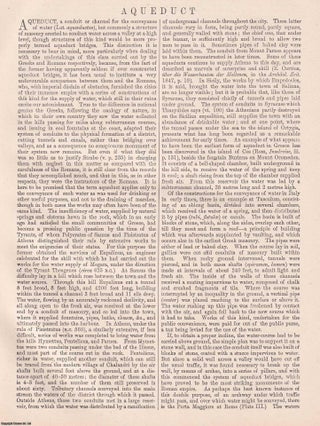 1875 : Aqueducts. 2 plates & Accompanying Text. An original article from the Encyclopaedia Britannica, 1875.