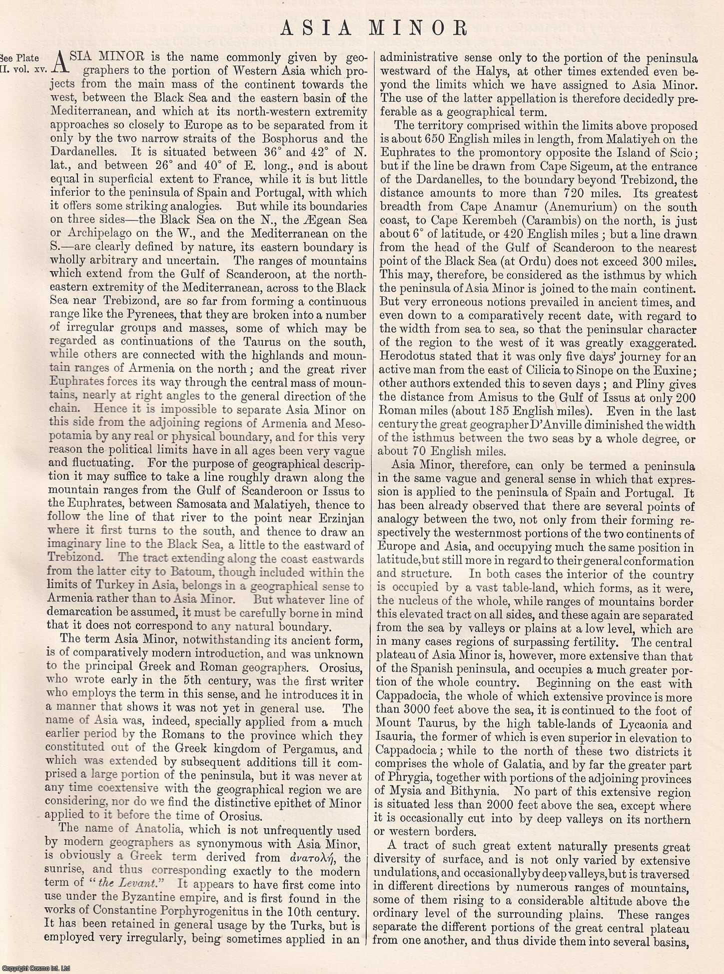 1875 : Asia and Asia Minor. 1 colour double page map & Accompanying ...
