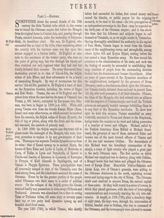 1888 : Turkey; history & geography : The Turks. 1 double page colour map & Accompanying Text. An original article from the Encyclopaedia Britannica, 1888.