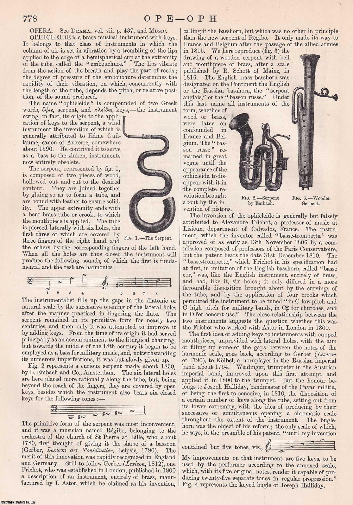 1884 : The Ophicleide, a brass musical instrument with keys. An ...
