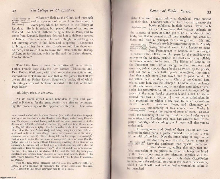 Item #370173 Letters of Father Anthony Rivers, 1601-1611. This is an article from The Records of...