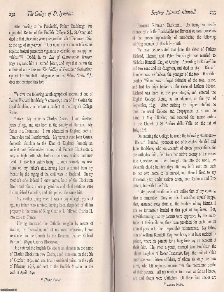 Item #370177 Father Richard Bradshaigh & Father Edward Leedes. This is an article from The...