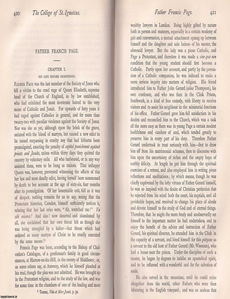 Item #370181 Father Francis Page, his Life before Priesthood. This is an article from The Records...