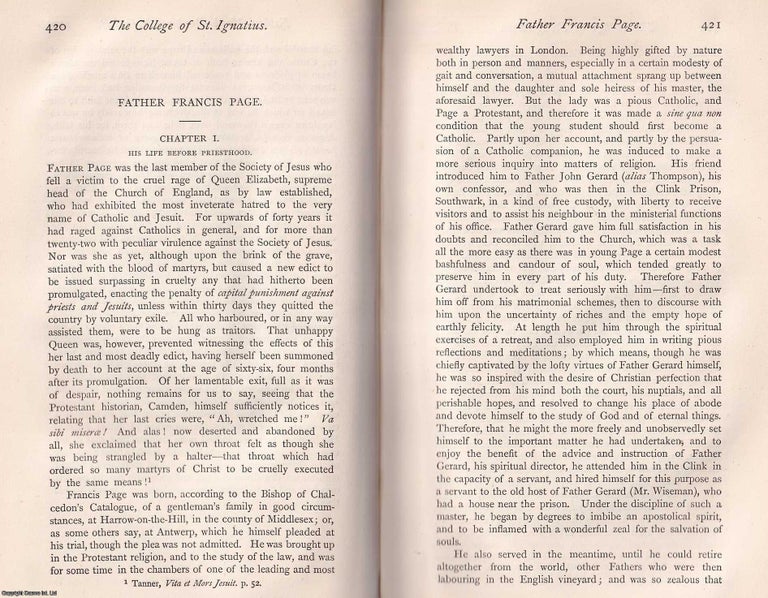 Item #370181 Father Francis Page, his Life before Priesthood. This is an article from The Records...