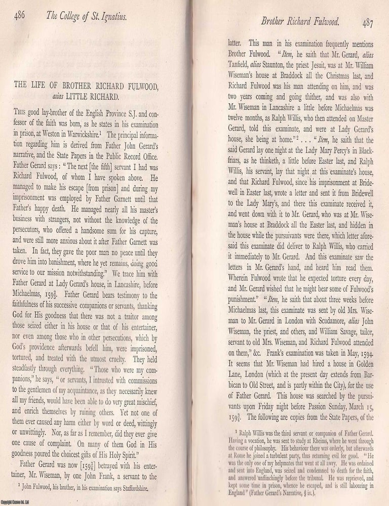 Item #370184 The Life of Brother Richard Fulwood, alias Little Richard. This is an article from...