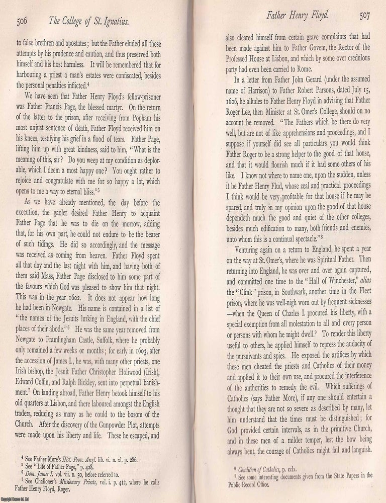 Item #370185 Memoir of Father Henry Floyd. Alias Fludd, Francis Smith, Rivers, Symonds. This is...
