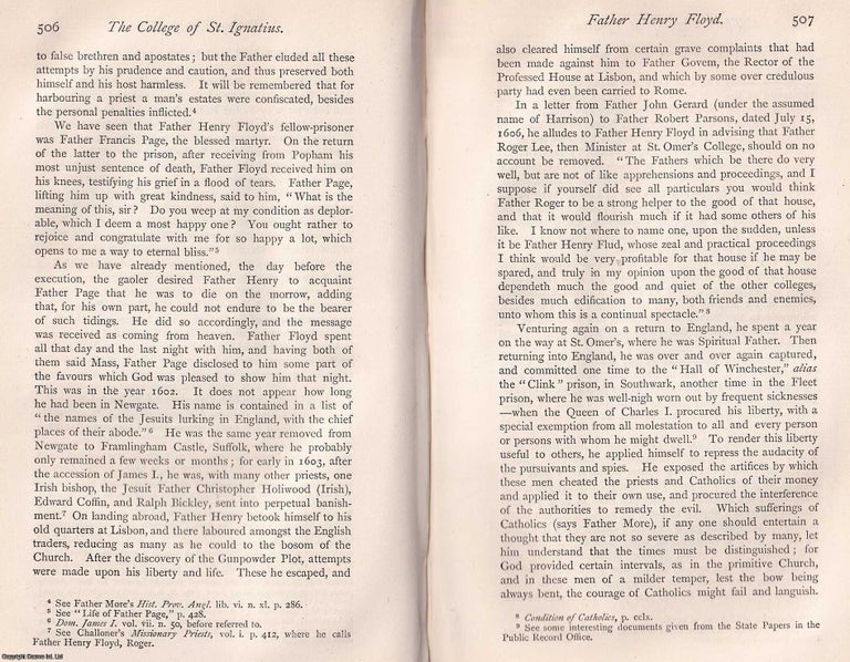 Item #370185 Memoir of Father Henry Floyd. Alias Fludd, Francis Smith, Rivers, Symonds. This is...